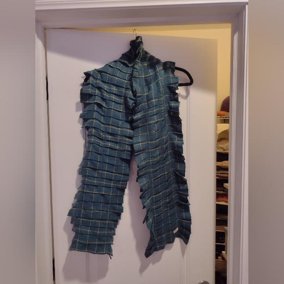 Echo Accessories - Echo blue green plaid scarf with ruffles NWOT